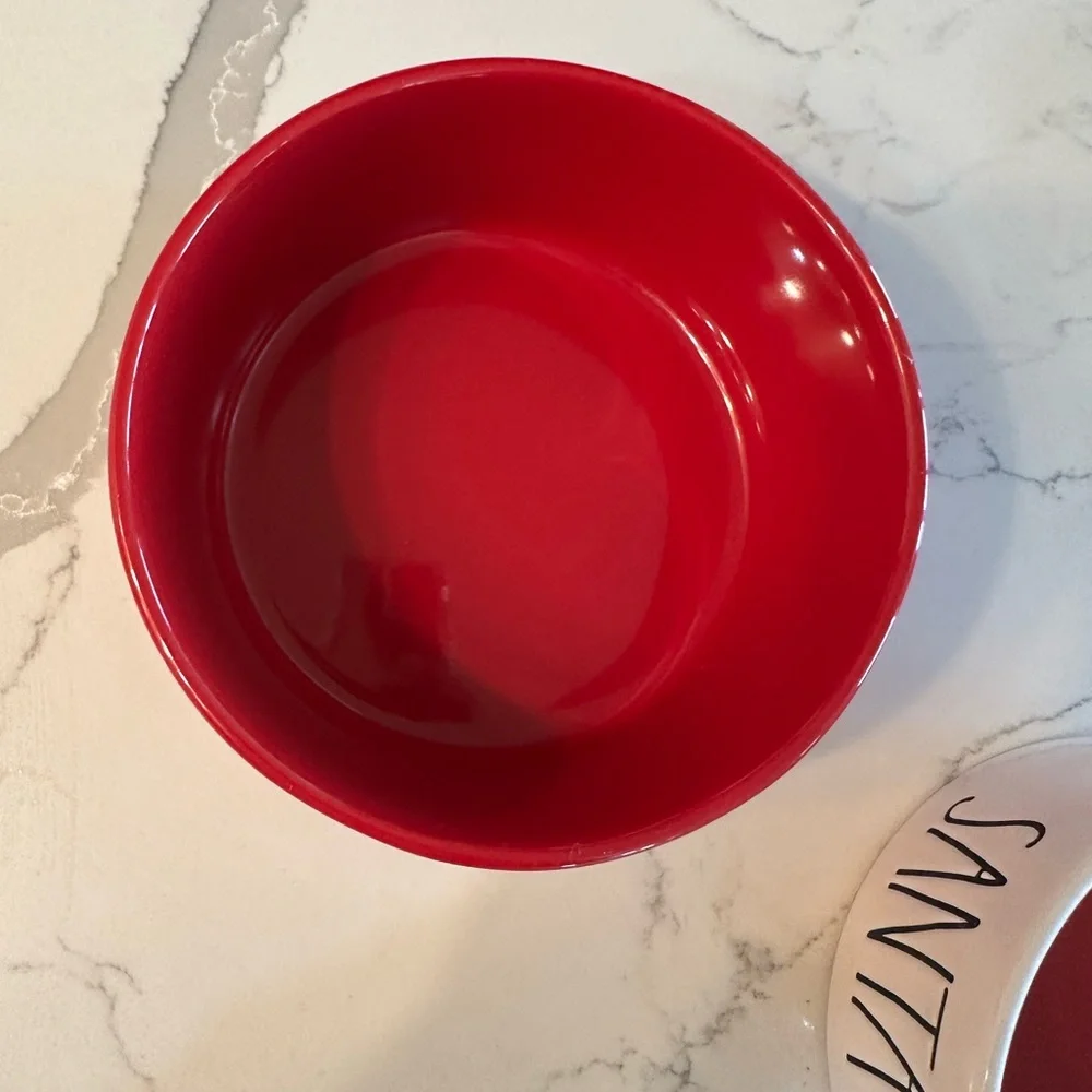Red and White Dog Bowls